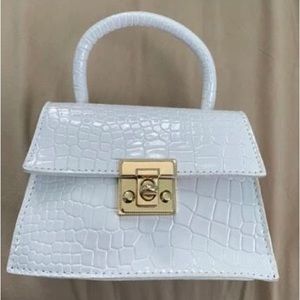 White Croc Embossed Mini Purse Faux Leather